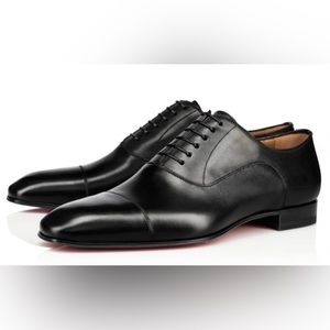 Christian Louboutin Greggo Flat Lace up Leather Oxfords Dress shoes Black 42.5